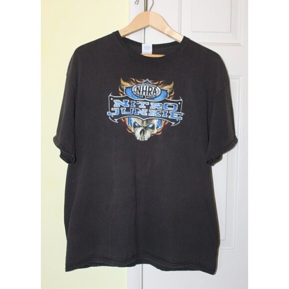 Vtg Nitro Junkie skull graphic black tee championship Drag Racing death Size 2XL - Picture 5 of 11